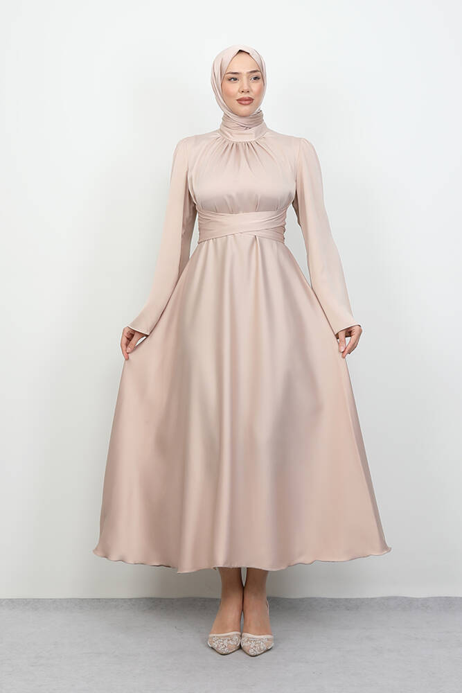 Nazlı Tesettür Elbise Vizon 