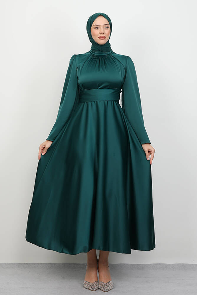 Nazlı Tesettür Elbise Zümrüt 