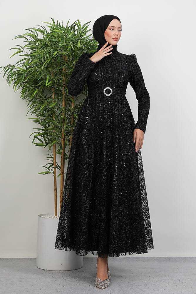 Nilda Simli Abiye Siyah 
