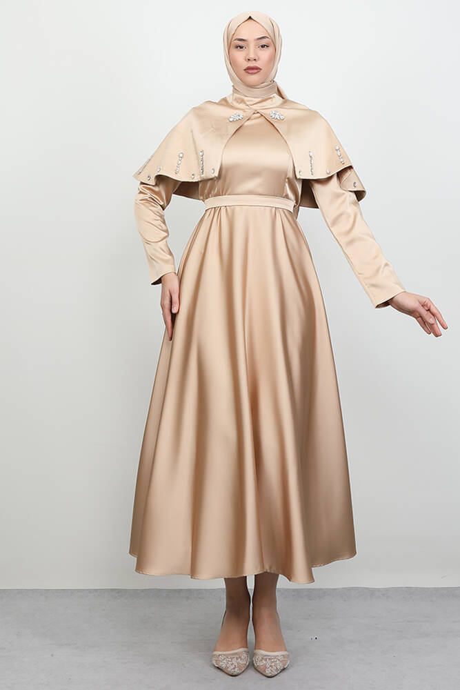 Nira Tesettür Abiye Sütlükahve - LAMİAGİYİM