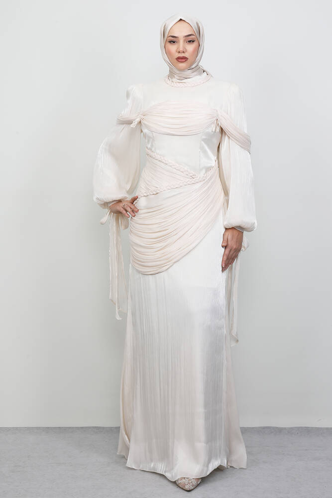 Örgü Detay Abiye Kavuniçi - LAMİAGİYİM