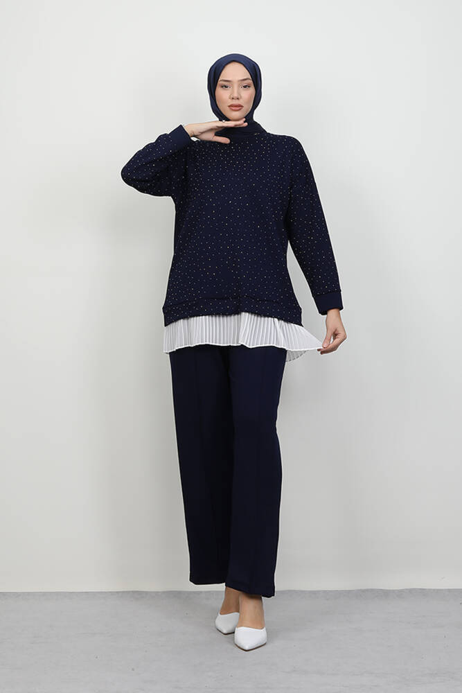 Pilise Detay Parıltı Takım Lacivert - LAMİAGİYİM
