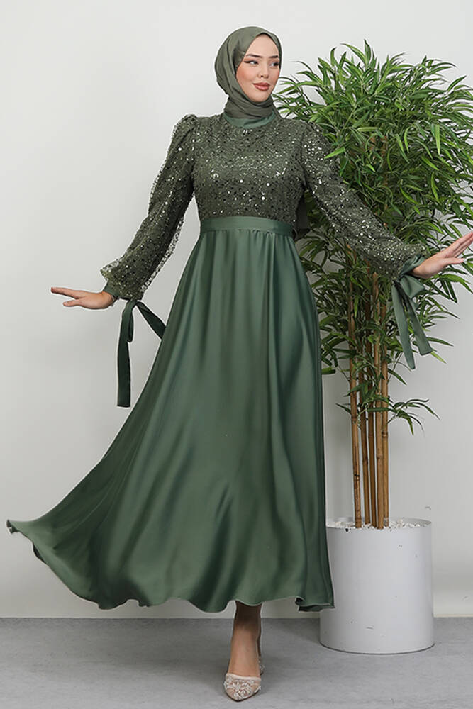 Pul Payet Detay Saten Abiye Haki - LAMİAGİYİM