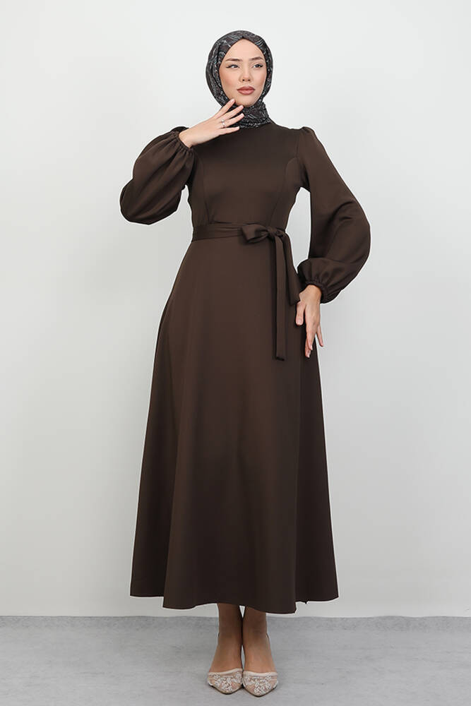 Ronay Tesettür Elbise Acı Kahve - LAMİAGİYİM