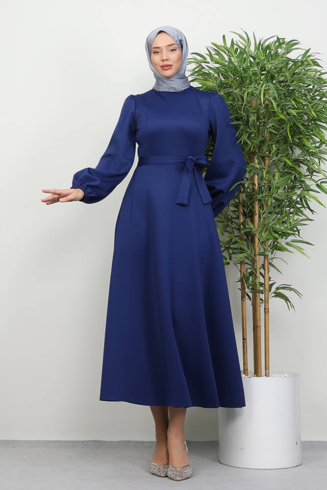 Ronay Tesettür Elbise Lacivert - LAMİAGİYİM