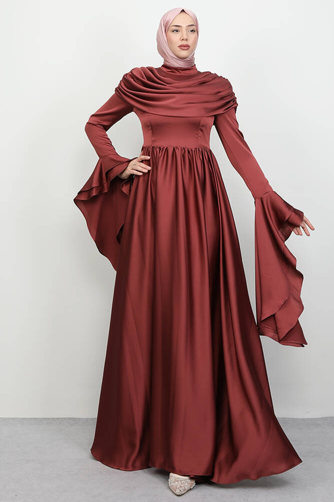 Rozalin Saten Abiye Gül Kurusu - LAMİAGİYİM