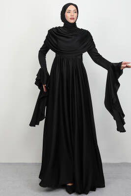 Rozalin Saten Abiye Siyah - LAMİAGİYİM