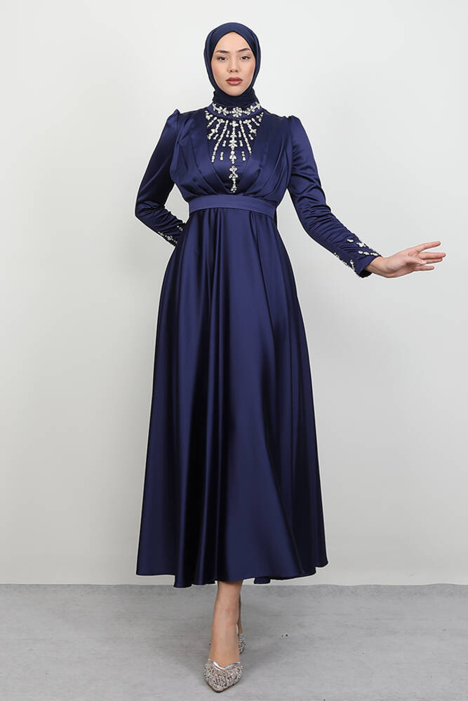 Rüya Taşlı Abiye Lacivert - LAMİAGİYİM