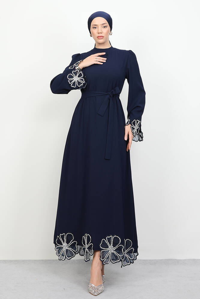 Şans Krep Elbise Lacivert - LAMİAGİYİM