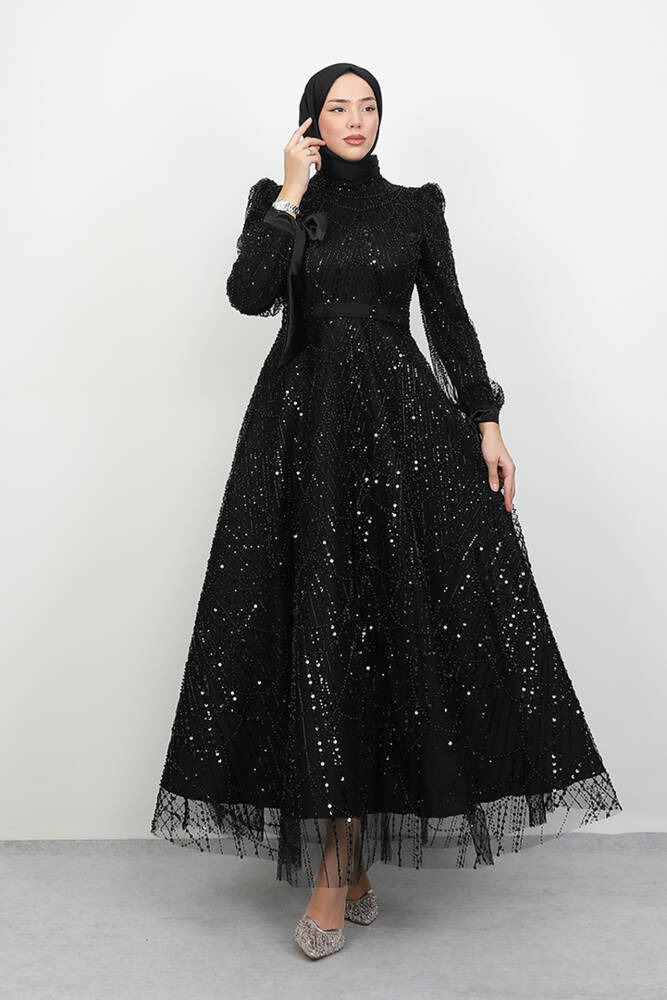 Selver Tesettür Abiye Siyah - LAMİAGİYİM