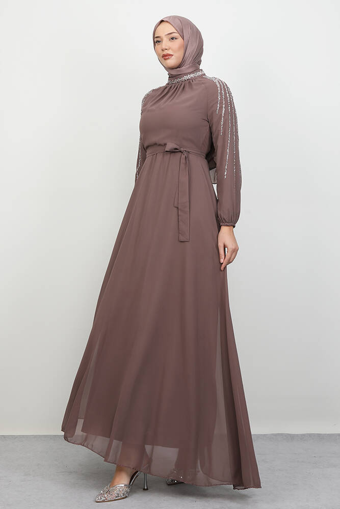 Semra Tesettür Elbise Gül Kurusu - LAMİAGİYİM