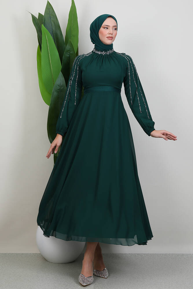 Semra Tesettür Elbise Zümrüt - LAMİAGİYİM