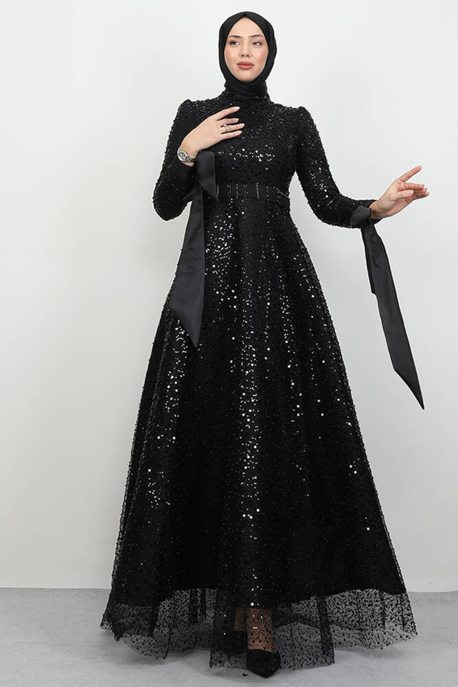 Simay Tesettür Abiye Siyah - LAMİAGİYİM