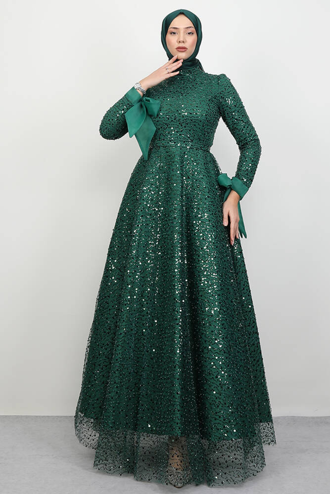 Simay Tesettür Abiye Zümrüt - LAMİAGİYİM