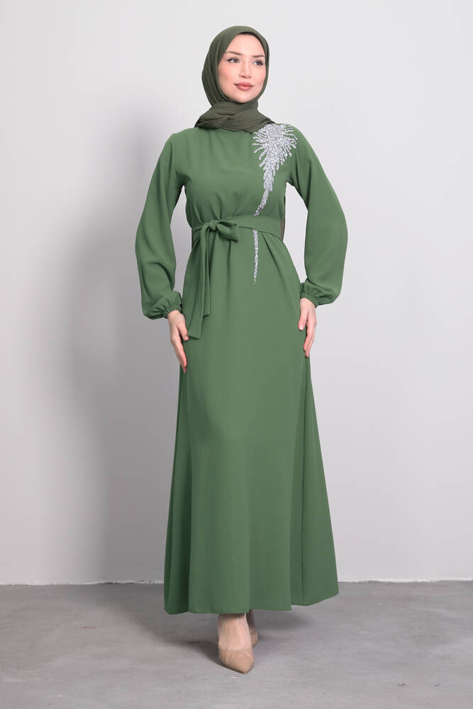 Sinem Tesettür Elbise Haki 