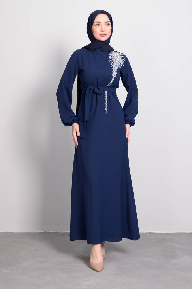 Sinem Tesettür Elbise Lacivert 