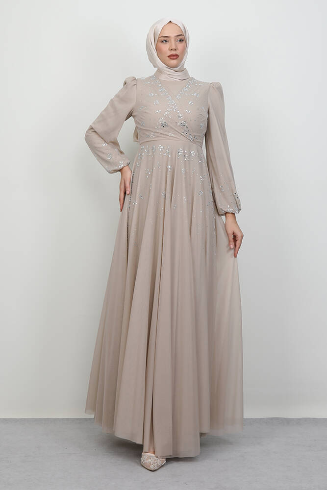 Şirin Tül Abiye Açık Vizon - LAMİAGİYİM