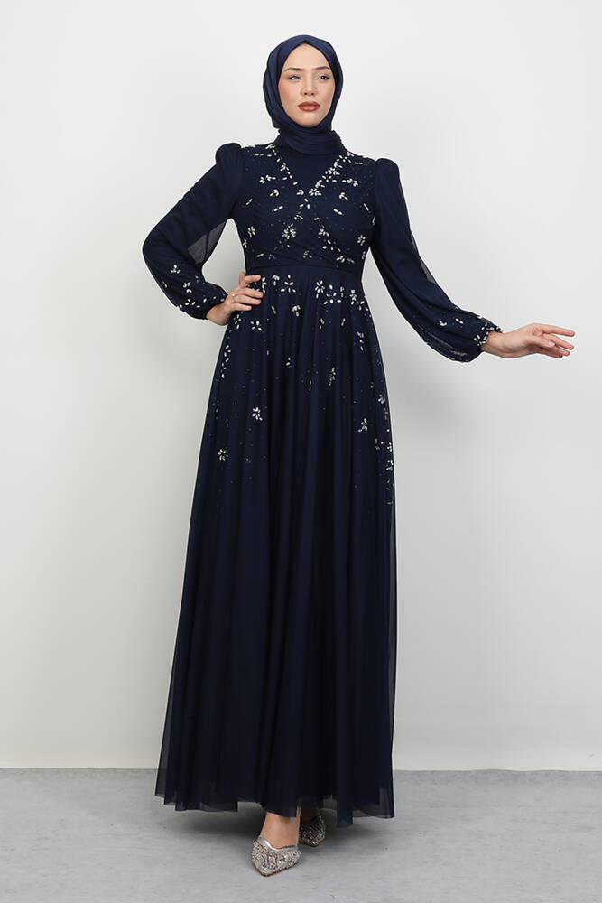 Şirin Tül Abiye Lacivert 