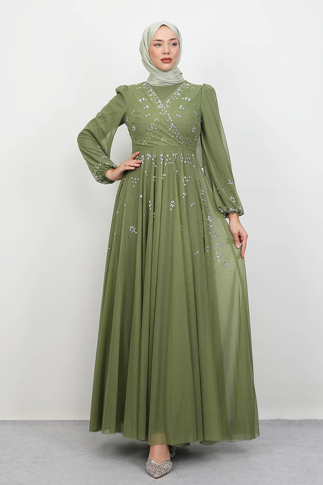 Şirin Tül Abiye Soft Yeşil - LAMİAGİYİM