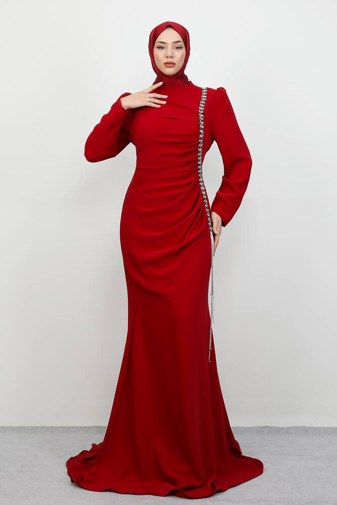 Su Yolu Buzy Abiye Bordo - LAMİAGİYİM