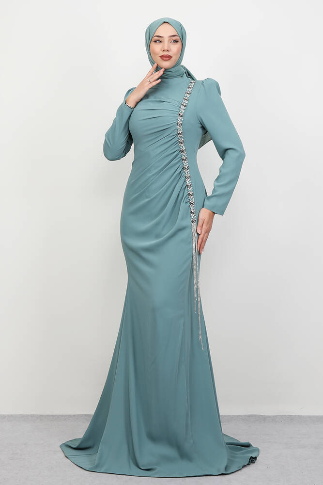 Su Yolu Buzy Abiye Mint - LAMİAGİYİM