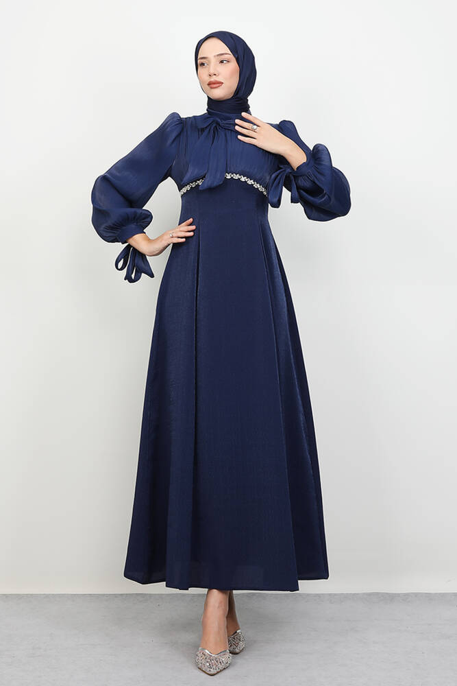Tanyeli Taş Detay Abiye Lacivert - LAMİAGİYİM