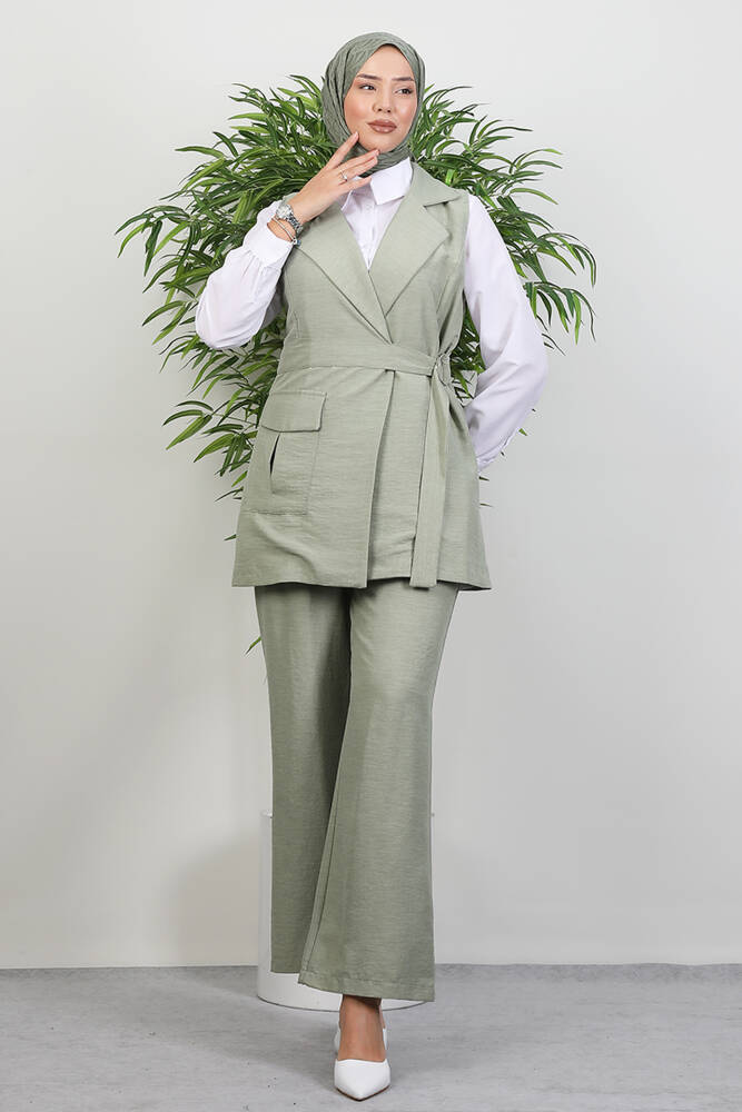 Tek Cepli Kruvaze Yaka Takım Mint - LAMİAGİYİM