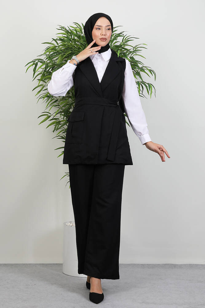 Tek Cepli Kruvaze Yaka Takım Siyah - LAMİAGİYİM