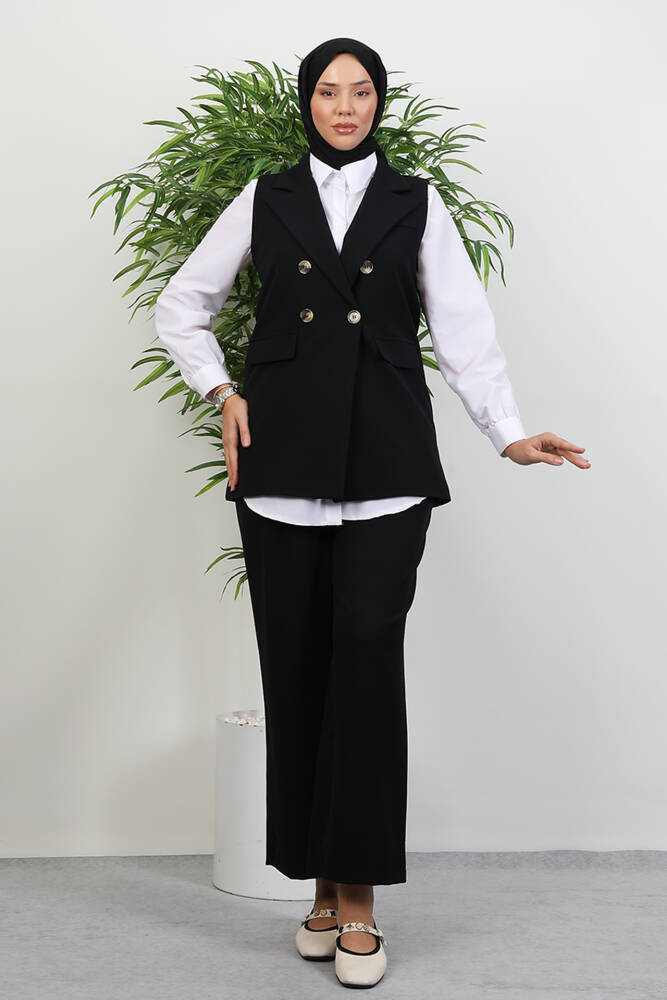 Tomris Yelekli Takım Siyah - LAMİAGİYİM