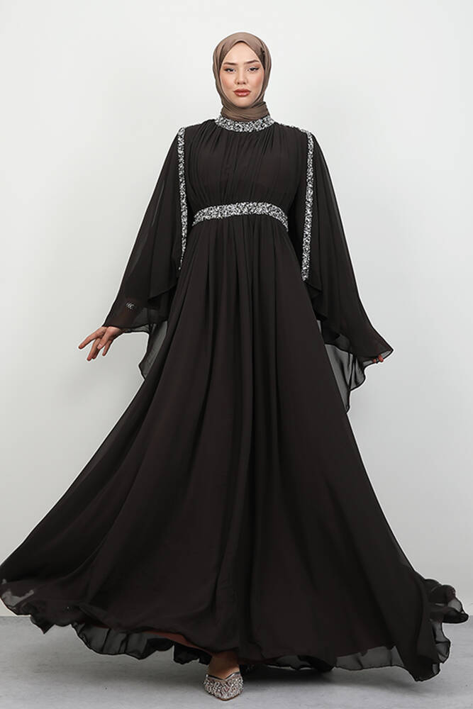 Tutku Şifon Abiye Acı Kahve - LAMİAGİYİM