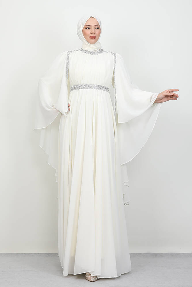 Tutku Şifon Abiye Beyaz - LAMİAGİYİM