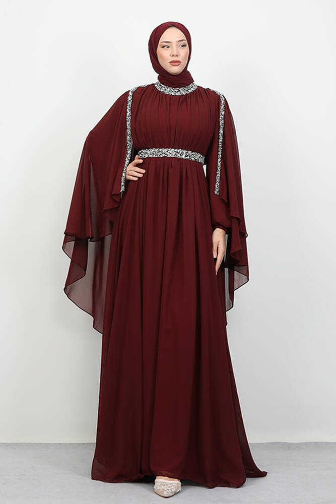 Tutku Şifon Abiye Bordo - LAMİAGİYİM