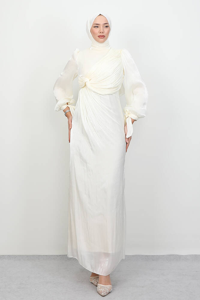 Umay Tesettür Abiye Krem - LAMİAGİYİM