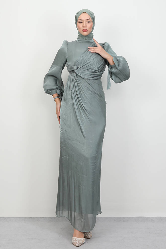 Umay Tesettür Abiye Soft Yeşil - LAMİAGİYİM