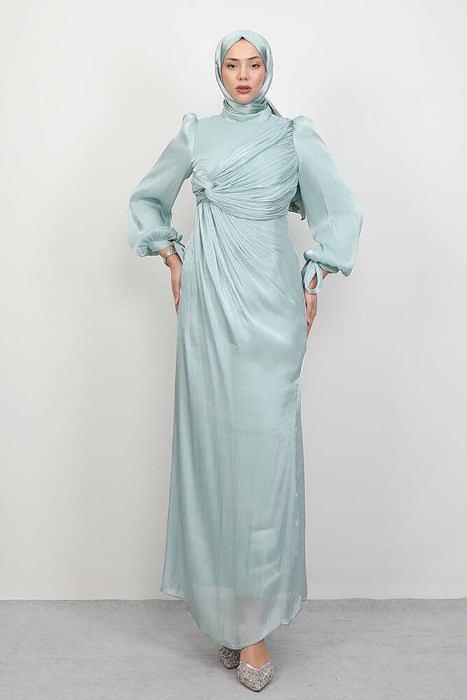 Umay Tesettür Abiye Su Yeşil - LAMİAGİYİM