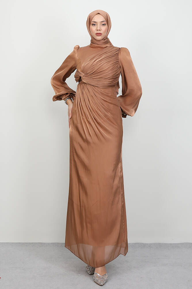 Umay Tesettür Abiye Sütlükahve - LAMİAGİYİM