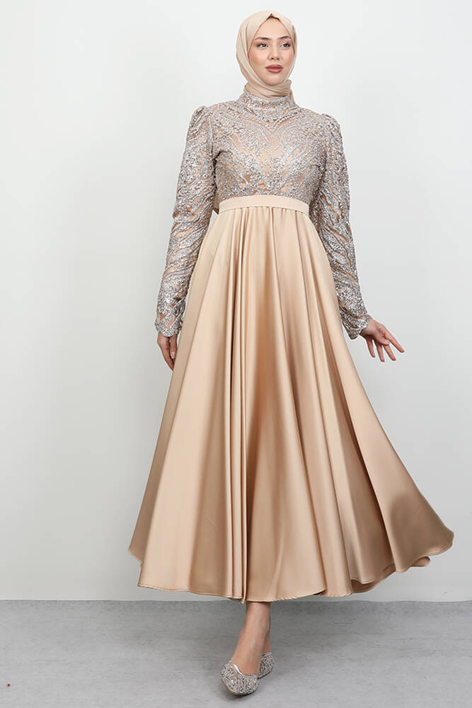 Velora Tesettür Abiye Gold - LAMİAGİYİM