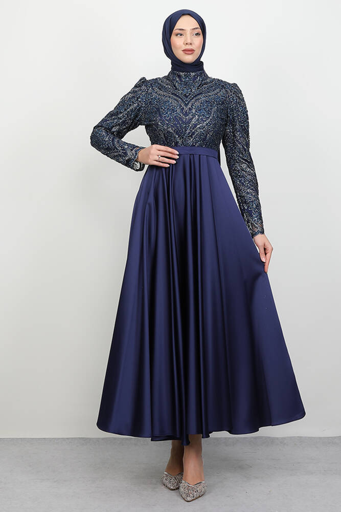 Velora Tesettür Abiye Lacivert - LAMİAGİYİM