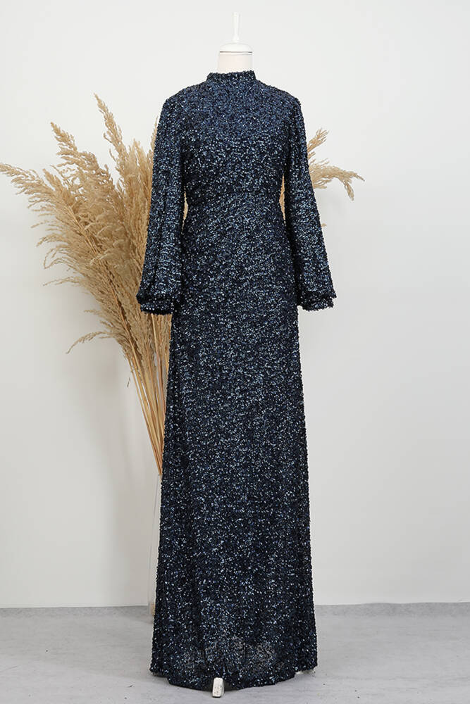 Yanı Drapeli Elbise Lacivert - LAMİAGİYİM