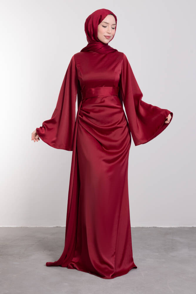 Yasemin Saten Abiye Bordo - LAMİAGİYİM