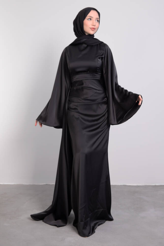 Yasemin Saten Abiye Siyah 