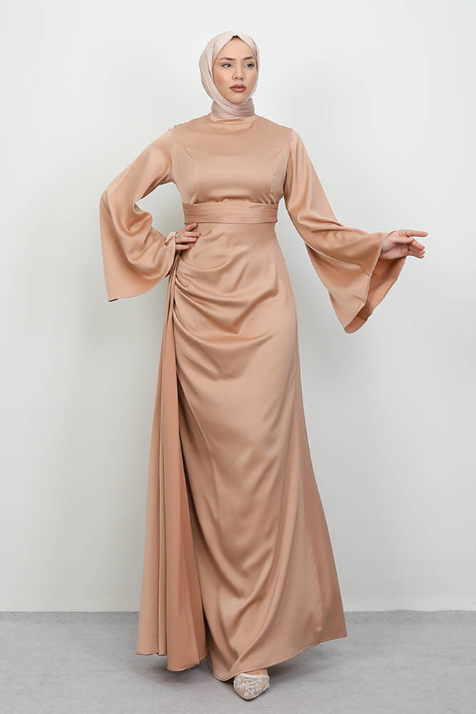 Yasemin Saten Abiye Sütlükahve - LAMİAGİYİM